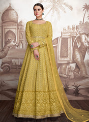 Yellow Designer Anarkali Suit