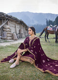 Indian Clothes - Wine Embroidered Salwar Suit In usa uk canada 
