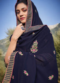 Indian Clothes - Navy Blue Embroidered Salwar Suit In usa uk canada