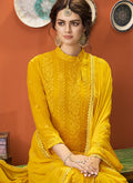 Indian Clothes - Yellow Lucknowi Embroidered Palazzo Suit