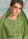 Indian Clothes - Green Lucknowi Anarkali Suit
