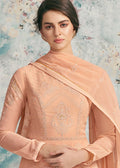 Indian Clothes - Peach Lucknowi Anarkali Suit