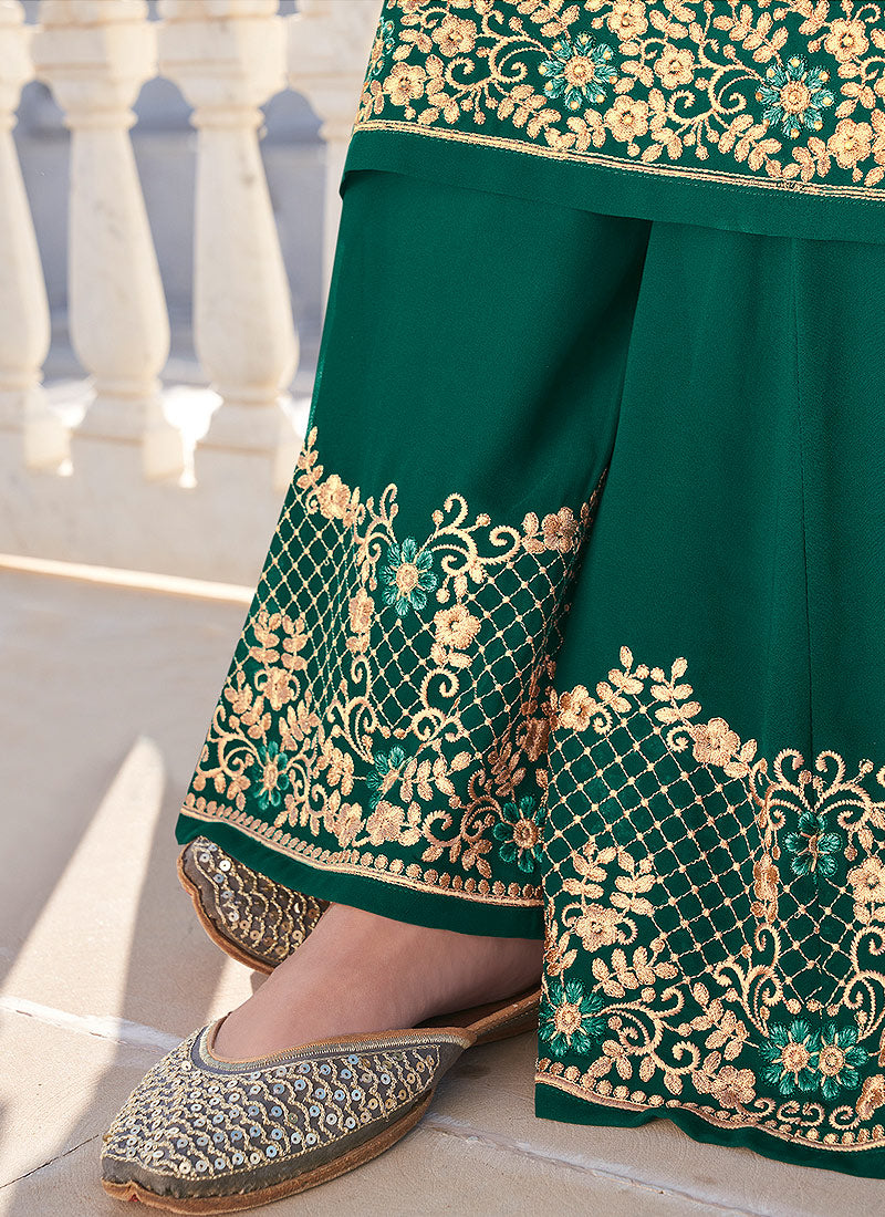 Green Golden Gharara Palazzo Suit In usa uk canada