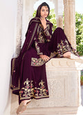Plum Golden Gharara Palazzo Suit In usa uk canada