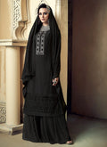 Black Embroidered Sharara Suit
