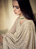 Indian Clothes - Beige Embroidered Sharara Suit