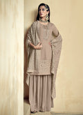 Beige Embroidered Sharara Suit