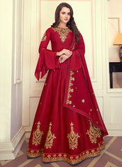 Red Silk Anarkali Suit 