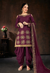 Magenta Mirror Work Punjabi Suit