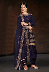 Navy Blue Mirror Work Punjabi Suit