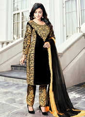 Black Embroidered Pakistani Pant Suit 