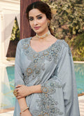 Light Grey Silk Saree In usa uk canada
