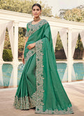 Green Embroidered Designer Silk Saree