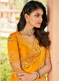 Tangerine Party Wear Silk Saree