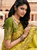 Yellow And Green Indian Silk Saree In Usa