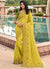 Yellow And Green Embroidered Indian Silk Saree