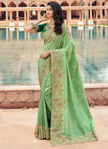 Green Two Tone Embroidered Indian Silk Saree