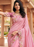 Soft Pink Indian Silk Saree In Uk