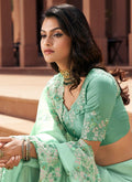 Mint Green Party Wear Indian Silk Saree