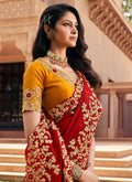 Red And Yellow  Indian Silk Saree In Canada