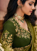 Olive Green Indian Silk Saree