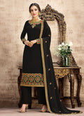 Black Traditional Embroidered Pant Style Suit