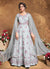 Grey With Pink Embroidered Wedding Anarkali Suit