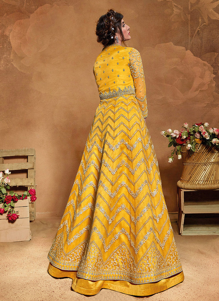 Yellow Golden Anarkali Suit In usa uk canada