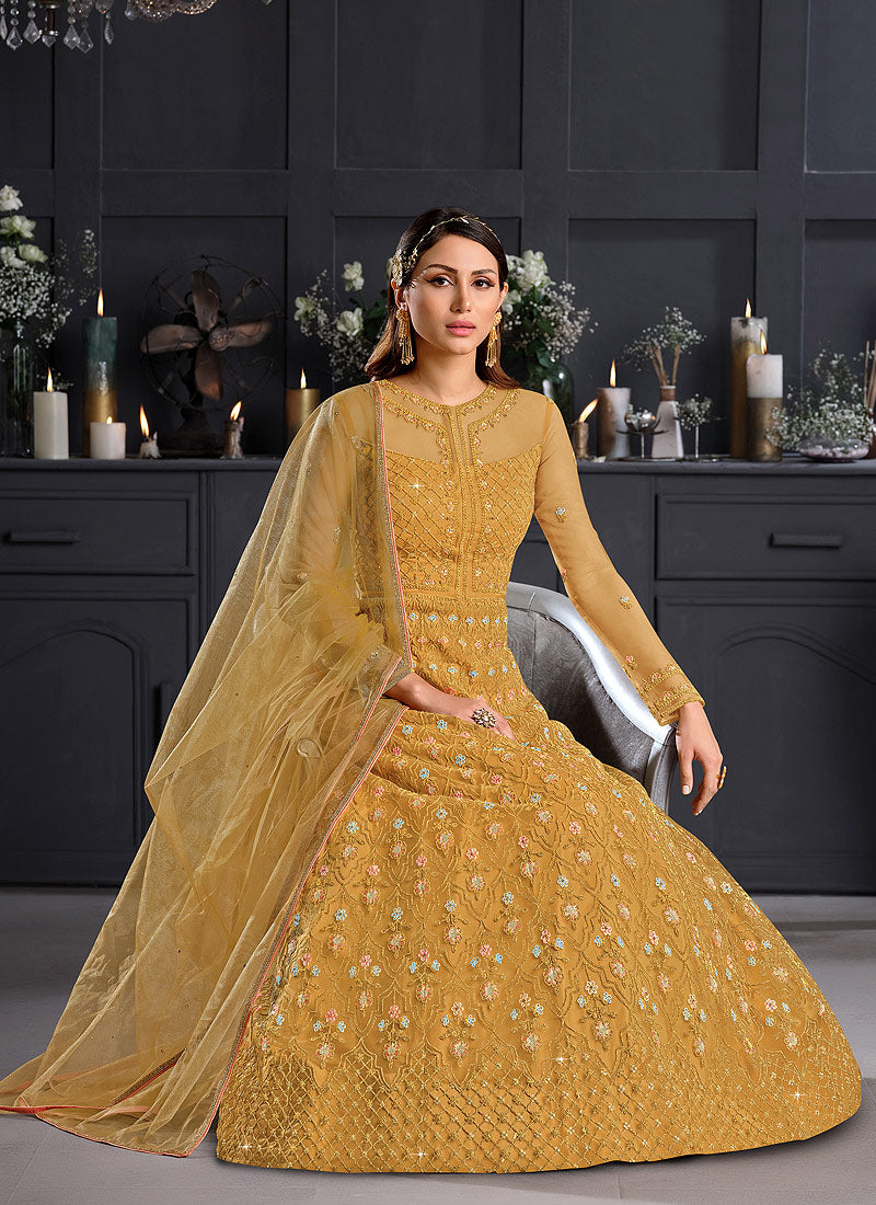 Yellow Indian Designer Anarkali In canada