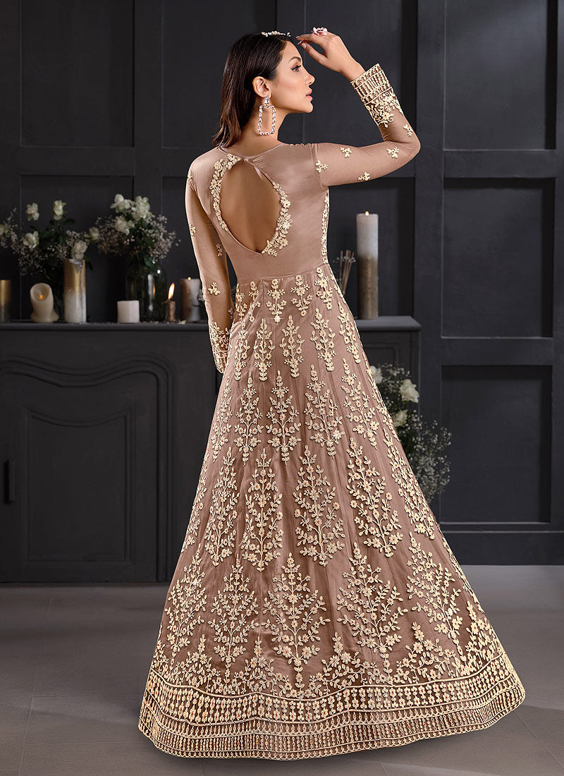 Biscotti Beige Designer Anarkali In uk