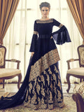 Blue Indo-Western Style Gharara Suit
