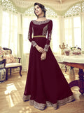 Maroon Overcoat Style Anarkali Gown