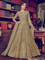 Lemon Green Designer Bridal Anarkali Suit