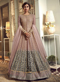Pink And Gold Designer Embroidered Anarkali Gown