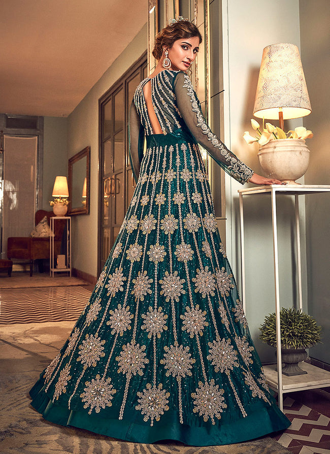 Indian Suits - Turquoise Blue Anarkali Suit, Buy Anarkali Suit in USA