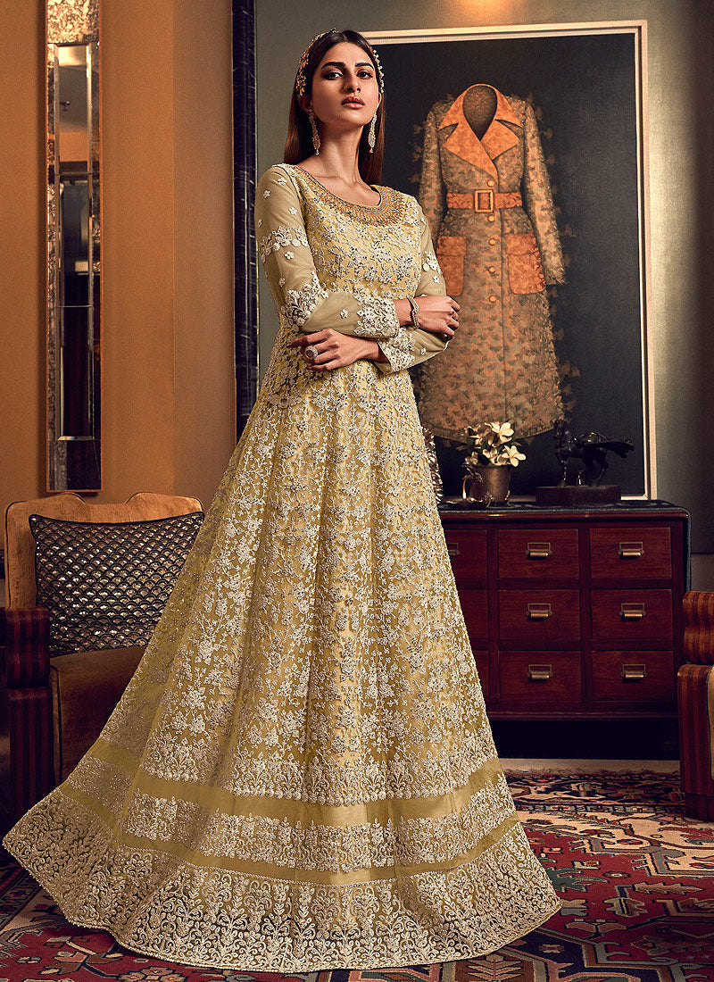 Cream Colour Anarkali Suit Set – Just Salwars