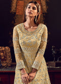Indian Dresses - Lemon Yellow Designer Embroidered Anarkali Suit