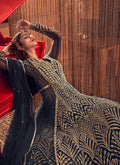 Indian Dresses - Navy Blue And Golden Anarkali Gown