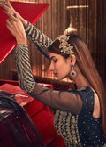 Indian Clothes - Navy Blue Anarkali Gown, Buy Anarkali Gown in usa