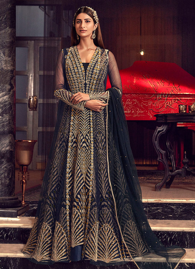 Embroidered Ladies See Green Georgette Long Anarkali Gown at Rs 1295 in  Ahmedabad