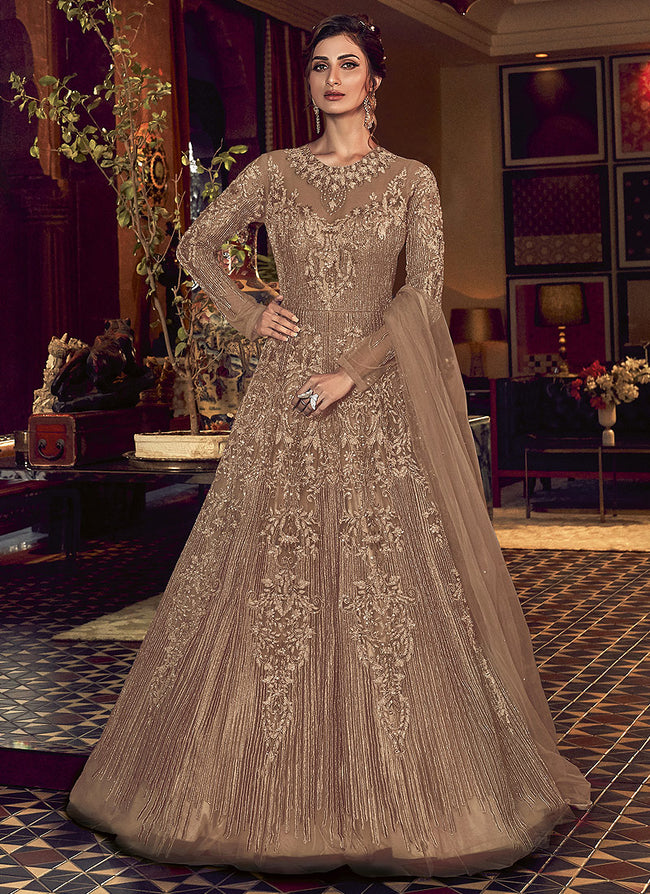 Light Green Butterfly Net Embellished Semi Stitched Gown |  ASHD-SANJANA-8398 | Cilory.com