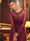 Indian Suits - Wine Motif Anarkali Lehenga