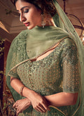 Indian Suits - Pastel Green Motif  Anarkali Lehenga