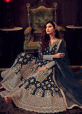 Indian Suits - Dark Blue Traditional Sharara Suit