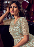 Indian Clothes - Mint Green Traditional Sharara Suit