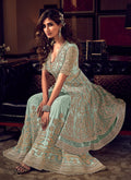 Indian Clothes - Mint Green Sharara Suit In usa uk canada