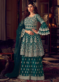 Dark Green Embroidered Sharara Suit