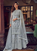 Indian Dresses - Light Blue Embroidered Sharara Suit