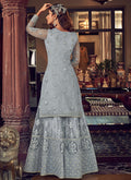 Indian Suit - Light Blue Embroidered Sharara Suit