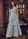 Light Blue Embroidered Sharara Suit